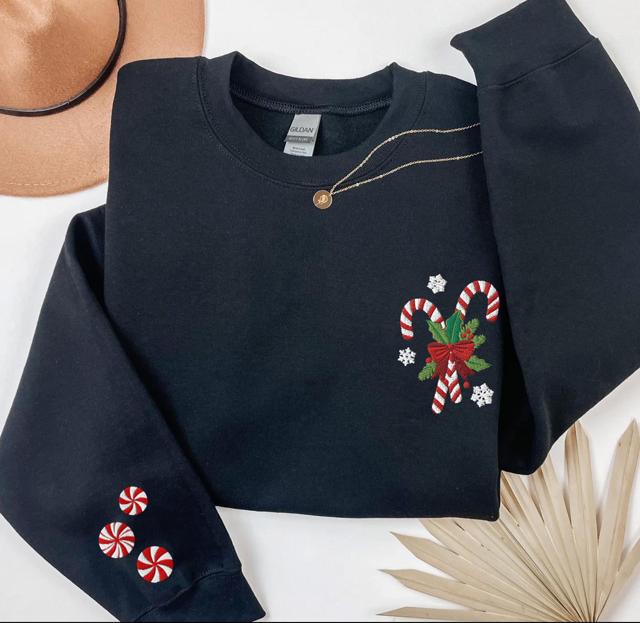 Candy cane embroidery crew