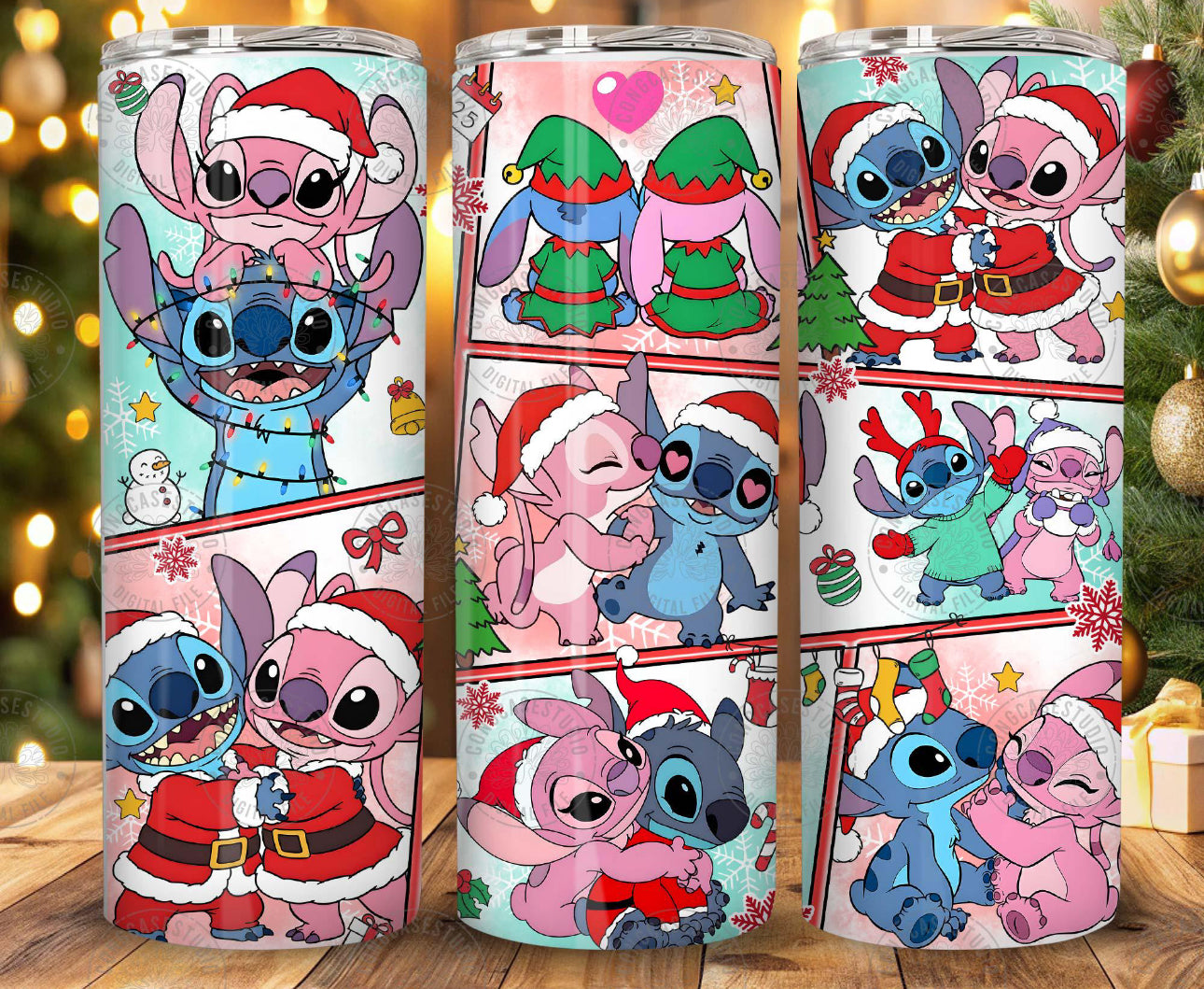 Stitch and angle Christmas tumbler