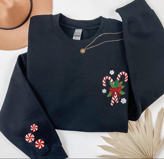 Candy cane embroidery crew