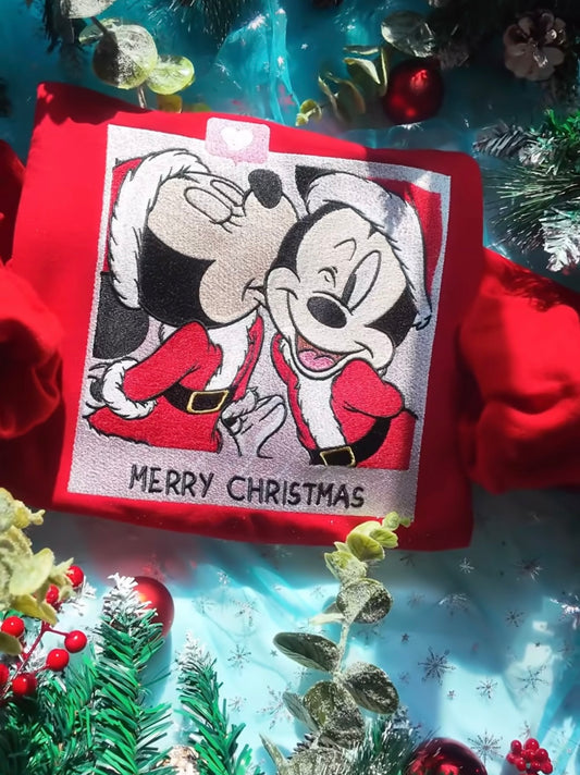 Mickey and minnow Christmas embroidery crew