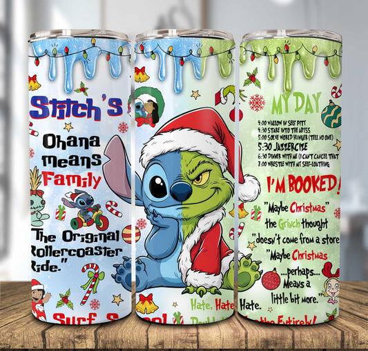 Stitch and grinch Christmas tumbler