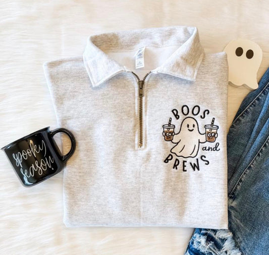 Ghostie coffee embroidered quarter zipped